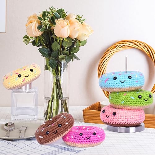 Image of Crochet Kit for Beginners, Beginner Crochet Starter Kit w Step-by-Step Video Tutorials, Learn to Crochet Kits for Adults & Kids, DIY Knitting Supplies, 6-Pack Donut Family(40%+ Yarn Content)