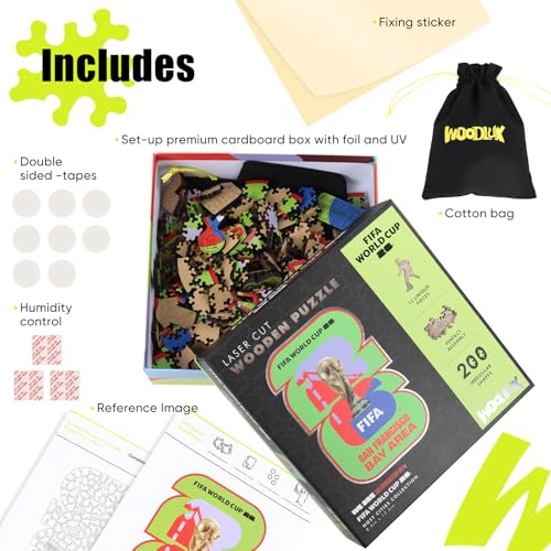 Image of FIFA World Cup 2026 City Puzzle San Francisco Bay Area - Wooden Puzzle for Adult, 200 Pieces Unique Shape Puzzle, 5MM Thick, Creative Collectible Gift for Fans, Officially Licensed Product