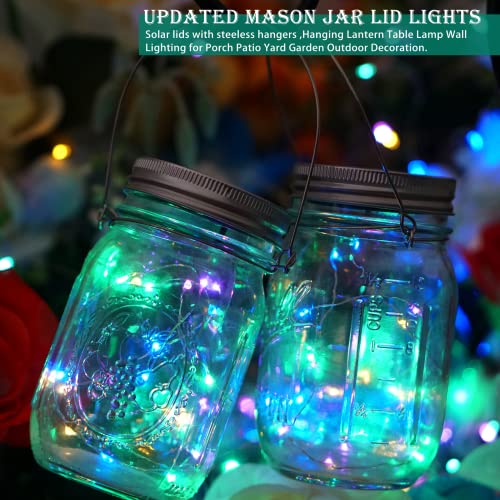 Sunkite Solar Mason Jar Lights, 8 Pack 15 Led Waterproof Fairy Firefly Jar Lids String Lights With Hangers(No Jars), Patio Yard Garden Wedding Easter Decoration - Multicolor #TOP3