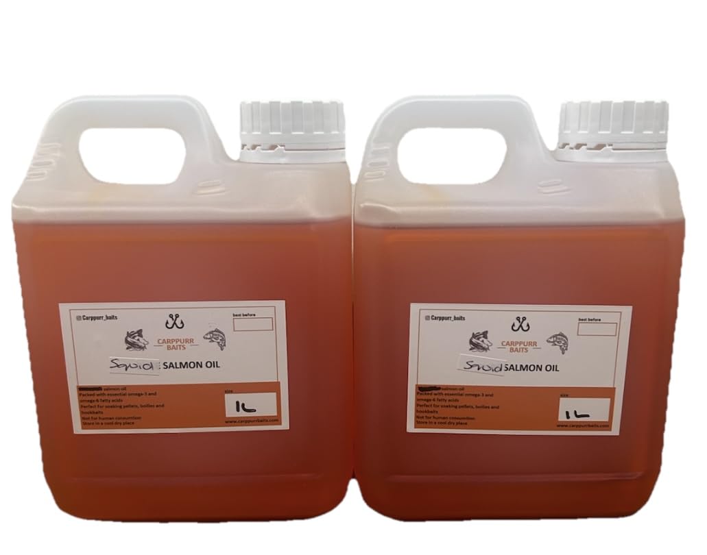 Carppurr baits 500ml-1L-2L-3L-5L - Squid Flavoured Salmon Oil – High Attraction Fishing Oil for Carp, Catfish & Coarse Fishing – Liquid Pellet & Bait Booster (2 litre)