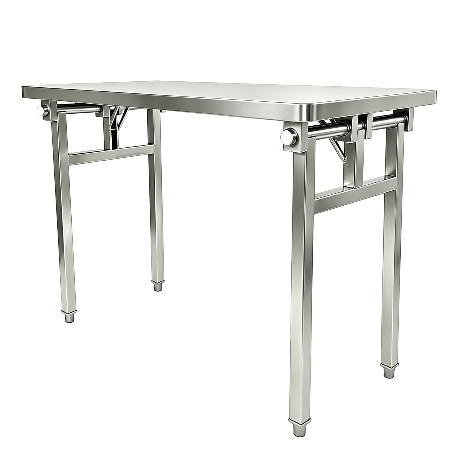 Tavolo da Lavoro Pieghevole Commerciale in Acciaio Inox, Non Richiede Montaggio (Rettangolare 39,4 * 23,6 * 31,5 Pollici)