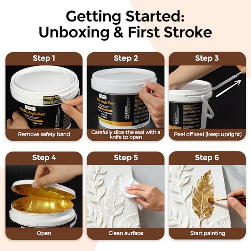 Image of Nicpro Metallic Gold Acrylic Paint, 69oz /2040ml Large Gold Leaf Paint | Non Toxic, Non Fading Craft Paints for Metal, Wood, Clay, Fabric, Canvas, Furniture, Handcrafts, Art Supplies