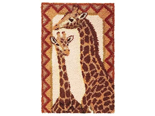 ROCKY&CHAO Latch Hook Rug Kits Giraffe 50x38cm, DIY Latch Hook Rug, Carpet Making Cushion, Crochet Kits Embroidery Kits Needlework Crafts for Home Decor