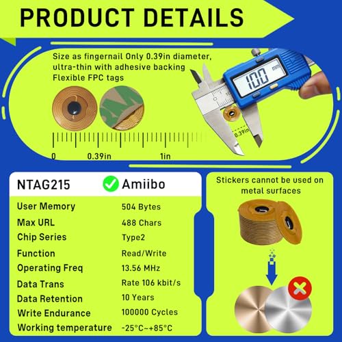 Image of 20 pcs NFC Tags NTAG215 FPC Tag Flexible Smart Nail Stickers NFC Electronic Tag Key Tags Waterproof Programmable RFID Sticker 10mm Round