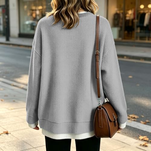 Womens Crew Necks Sweatshirts Knit Long Sleeves Polka Dot Sweatshirts - image 6