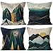 Ohok Lot de 4 Housse de Coussin Fleurs Géométriques Abstraites Motif 45 x 45 cm Taie d'oreiller Chanvre Fin Douce pour Maison Salon Canapé Chambre Décoration (Montagne)