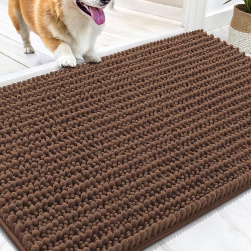 Image of OLANLY Dog Door Mat for Muddy Paws 30x20, Ultra-Absorbent Chenille Mud Mat