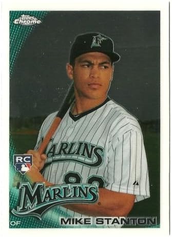 2010 Topps Chrome #190 Mike Stanton RC - Florida Marlins - Rookie Baseball Card in Protective Screw Down Display Case