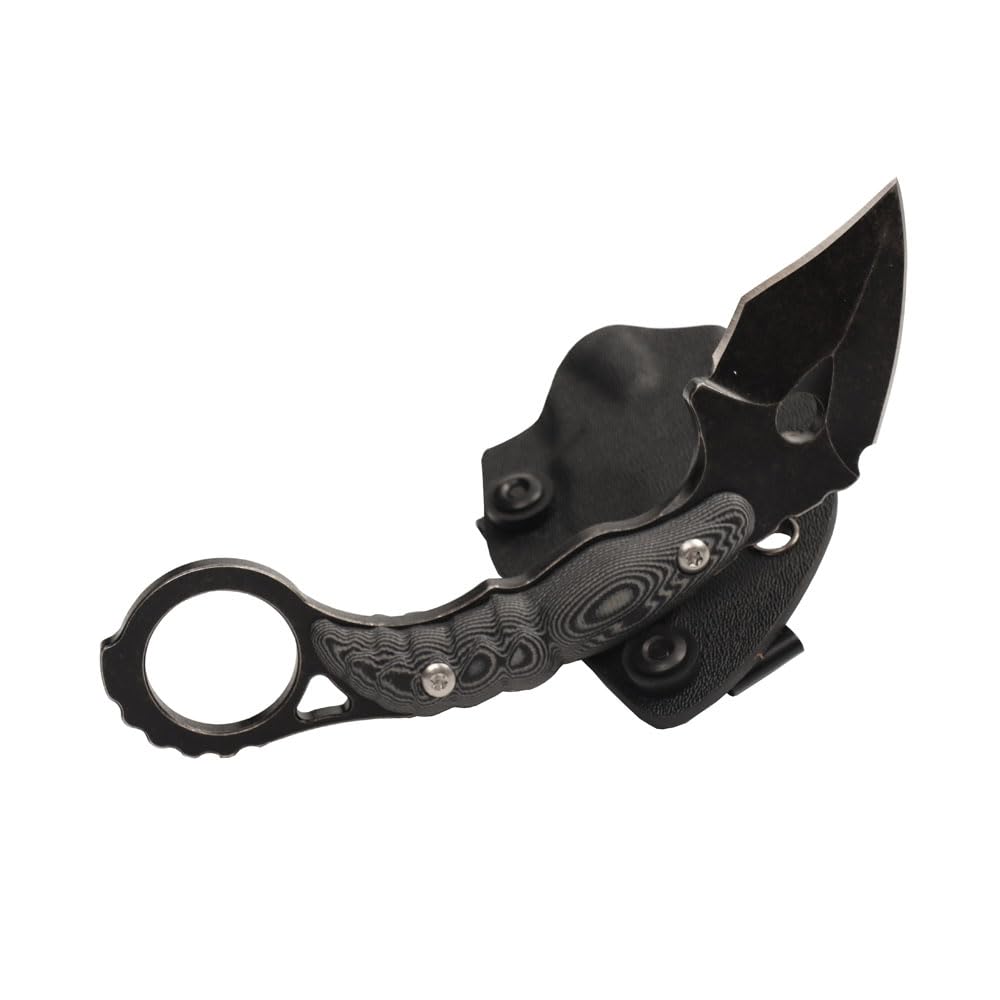 MASALONG Giant bee DC53 Steel Fixed Blade Small Claw Comping EDC Mini Knife kni164 (Black blade black/white handle)