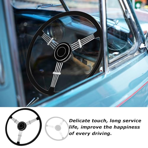 MOTAFAR 15-1/2 Inch Steering Wheel Retro Classic Style with Black Banjo Design, Compatible For Porsche 356 Speedster(Baking Varnish-black) - Image 5