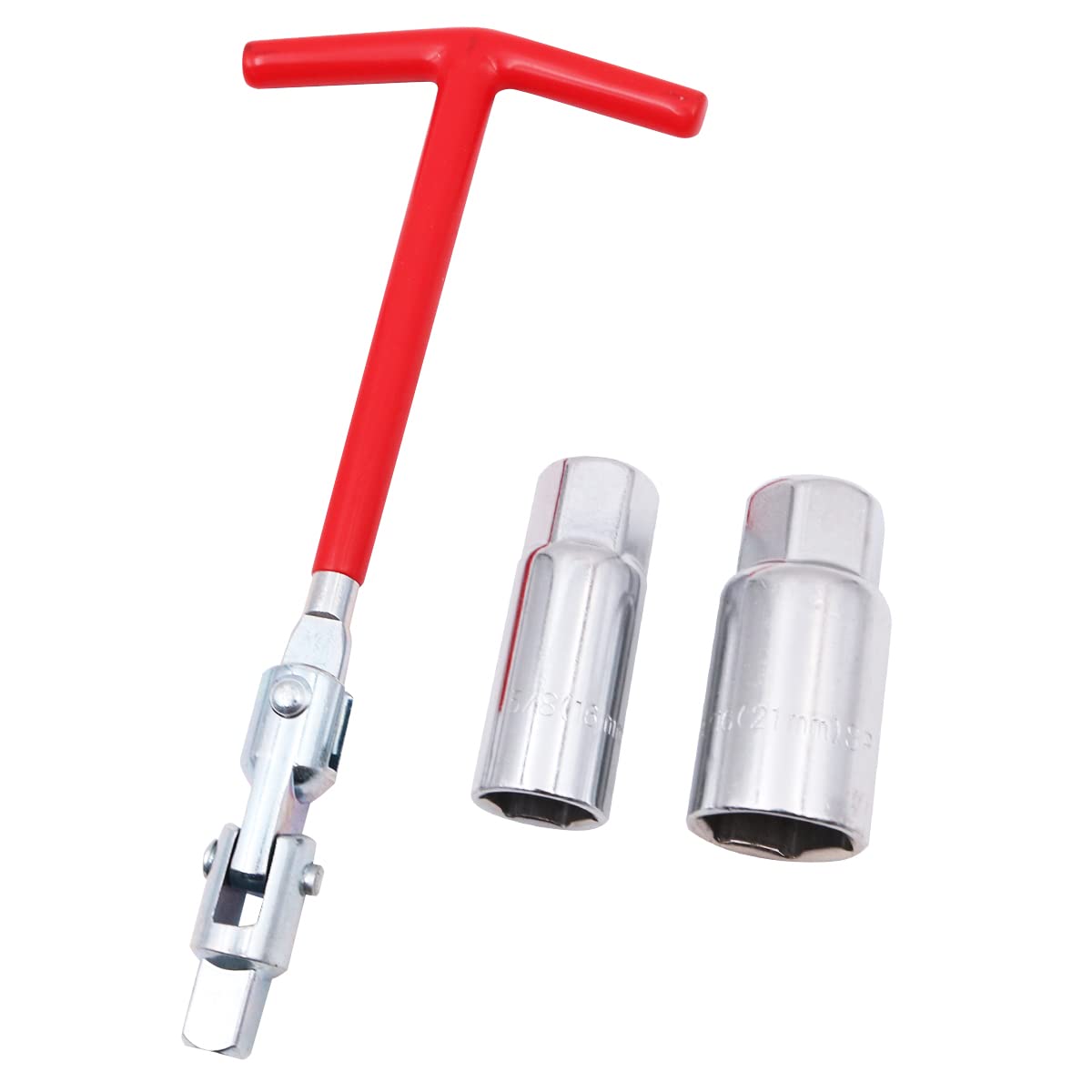 Kit 3 Clés à Bougie Universelles - 16 Mm Et 21 Mm, Avec Poignée En T - Pour Voiture, Moto, Scooter - Acier 45