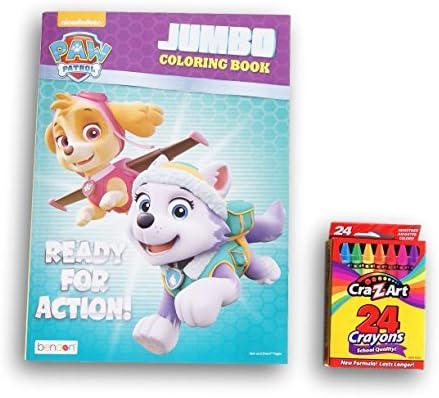 Bendon Publishing International Girls Paw Patrol ''Ready for Action'' Jumbo Coloring and Activity Book with Crayons