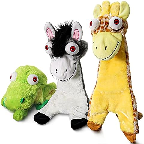 Nocciola 3 PCS Crinkle Dog Squeaky Toys (Plus) with Double Layer Reinforced Fabric, Durable Dog Toys, No Stuffing Plush Dog Toy Set for Small to Large Dogs Cover