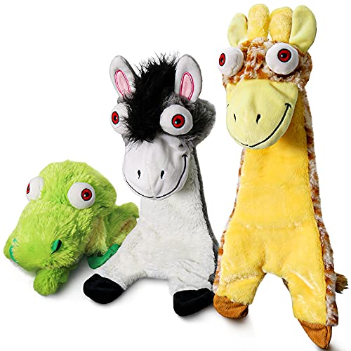 Nocciola 3 PCS Crinkle Dog Quietschspielzeug (Plus) mit zweilagigem, verstärktem Stoff, strapazierfähigem Hundespielzeug, kein Plüsch-Plüsch-Hundespielzeug-Set für kleine bis große Hunde Cover