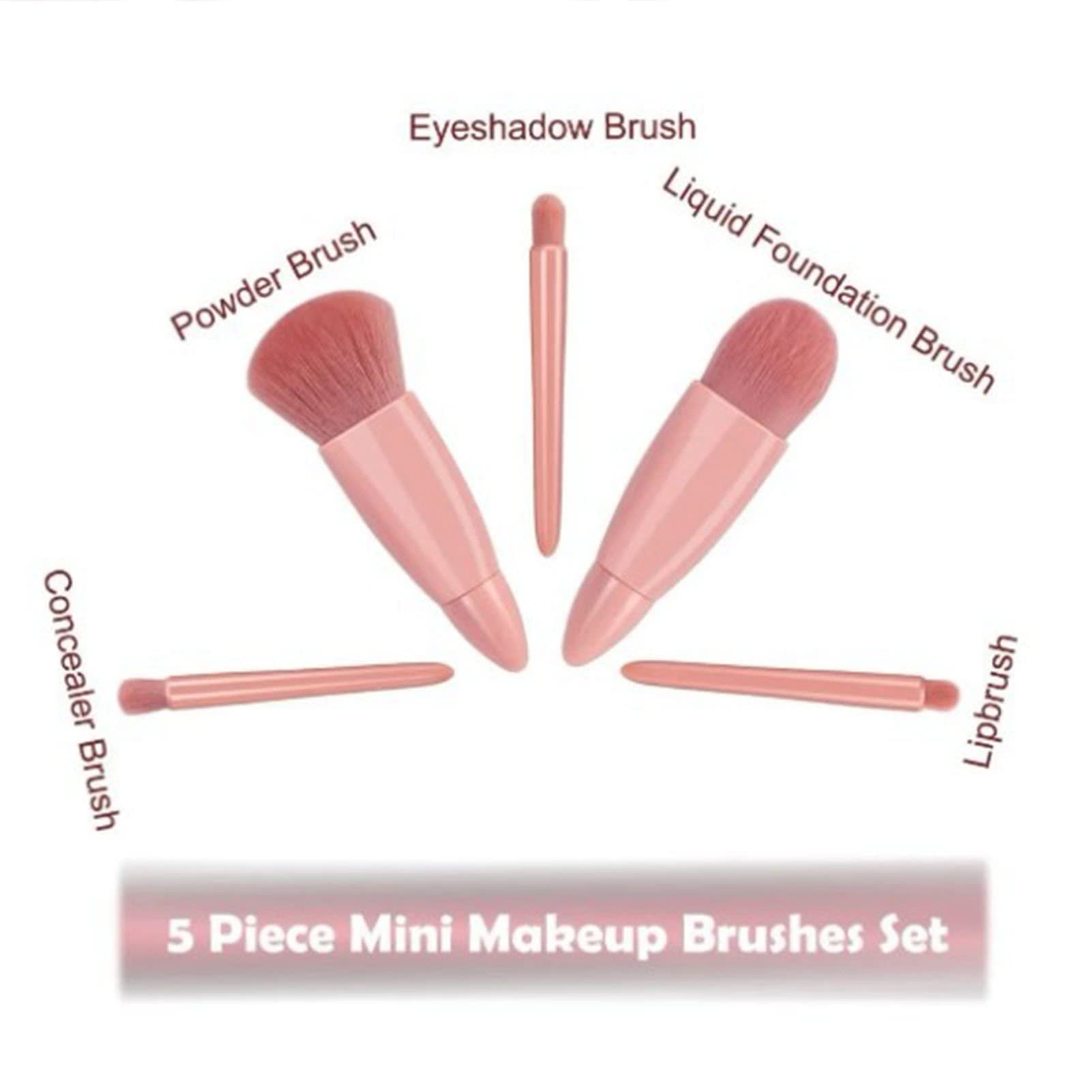 Sorandy Mini-Make-up-Pinsel-Set, Reisefreundlich, Kompakt, Weiche Faserpinsel für Unterwegs, 5-teilig