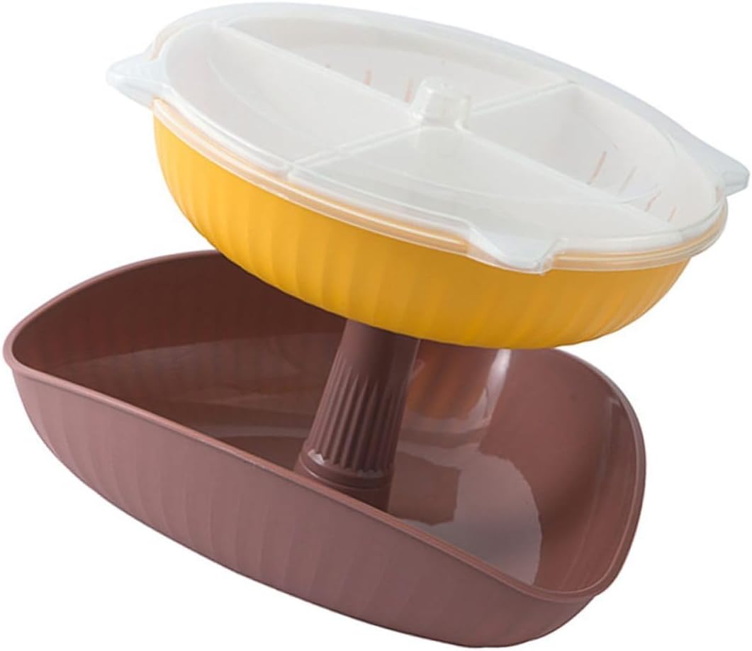 DOITOOL Creative Double-layer Hot Pot Drain Basket Divided Tray, Plastic Food Holder and Kitchen Storage Container for Fruit and Vegetables, Pink, Multifunctional Strainer for Home Cooking