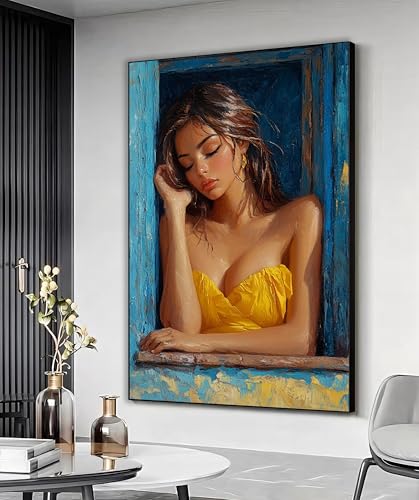 Affiche et reproduction robe jaune sur toile portrait de femme