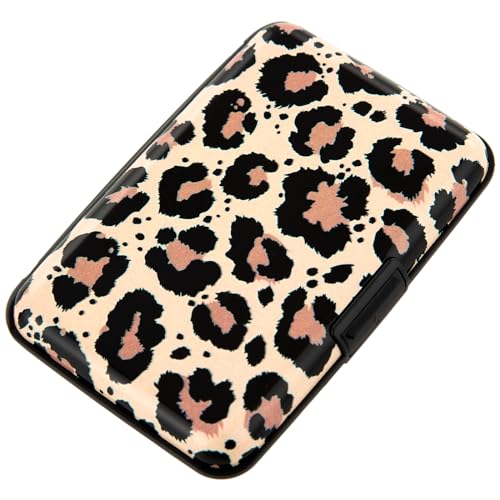 Image of Credit Card Holder, Metal Card Wallet RFID Blocking Mini Slim Aluminum Business Hard Card Case for Women Men (Leopard Skin Print)