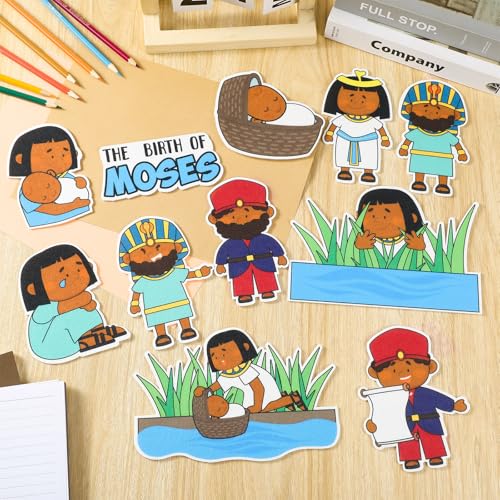 Peryiter 11 Pcs Baby Moses Felt Story Board Set Bible Stories Set Felt Figures Precut Story Board for Kindergarten Preschool Storytelling Interactive Teaching Activities - Image 3