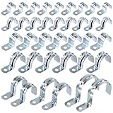 Swpeet 85Pcs 7-Größe verzinkt Ein Loch EMT Rohrgurt Sortiment Kit, Rohrgurte U-Halterung Rohrgurt Rohrschelle 1-Loch Snap On Rohrgurt Rohrschellen Spannclips für die Befestigung EMT Rohrrohr