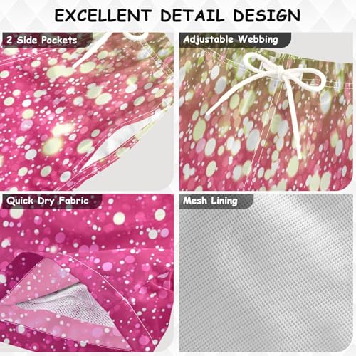 Pigsaly Boys' Swim Board Shorts Bright Pink Green Gradient Flash Glitter Boy's Swim Trunks Kids Swimwear M3