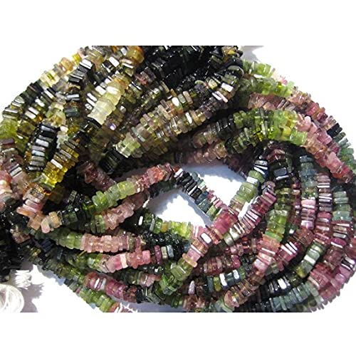 Tourmaline naturelle 4 mm fil de 7 pouces perles Heishi carrées