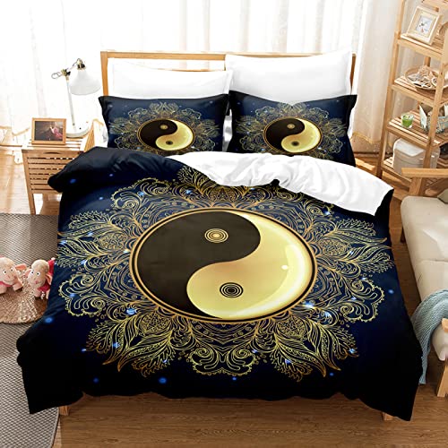 Housse de Couette 240 x 260 Yin-Yang, Parure de Lit 3 Pièces avec Hypoallergénique Housse de Couette et 2 Taies d'oreiller 65x65 cm pour Ado Adulte Cover