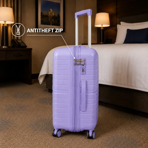 Image of 3G VACANZA Trolley Bags, Hard Case Polypropylene, 360º Wheeling Luggage for Men & Women, Suitcase for Travel, Trolley Bags for Travel, Set of 3 Purple