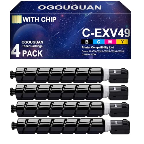 OGOUGUAN C-EXV49 Compatible Cartouche de Toner EXV49 NPG-67 GPR-53 Remplacement pour Canon IR C3320, C3320i, C3325i, C3330i, C3520i, C3525i, C3530i (4-Pack)