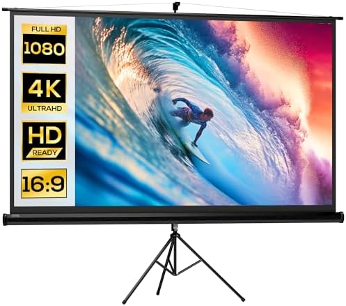 HOMCOM Manual Projector Screen with Stand 100 Inches Portable Pro...