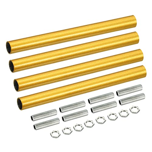 MECCANIXITY 4-Pack Gold Tone M10 Threaded Extension Rods, 5.91" Lamp Pipe with Connectors for Pendant/Chandelier Stems