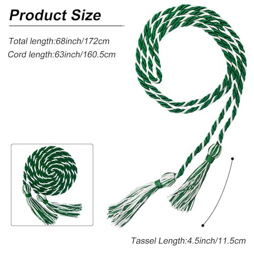 Image of GraduationMall Graduation Honor Cord 68 inch EmeraldWhite