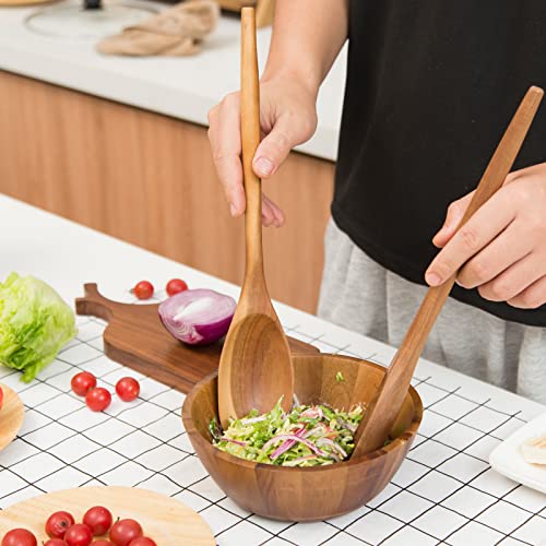 Mornhalo 2Pcs Acacia Wooden Spoons For Cooking-14 Inch Smooth Finish Corner Spoon And Cooking Spoons-Comfortable Grip Wood Spoons For Cooking - Non-Stick Wooden Cooking Utensils #TOP4