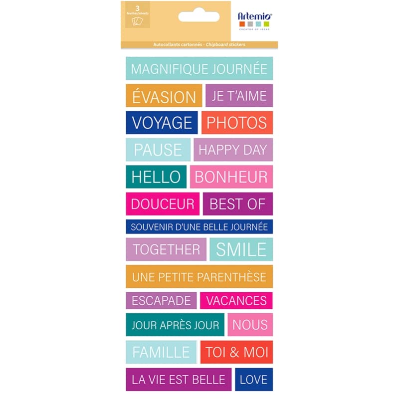 Chipboard Stickers - Color Block - 55 pcs