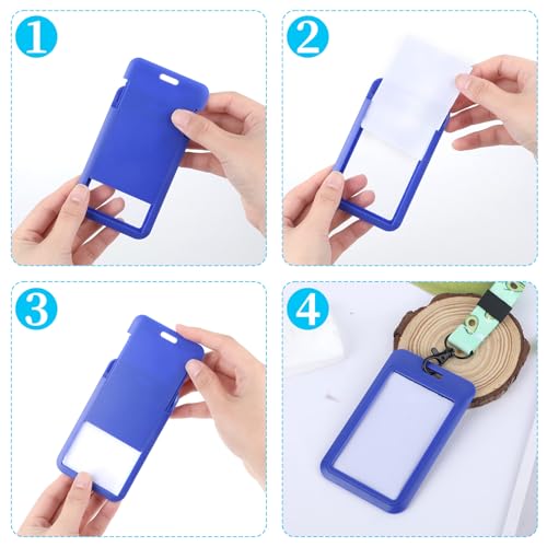 Pacote com 5 porta-crachás de identificação, suporte de crachá de plástico rígido com janela transpa