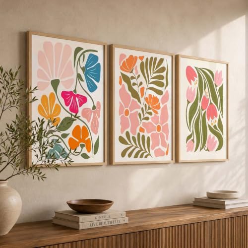 Image of kotart Painting Boho Wall Art Home Decoration Paintings With Frame For Living Room Bed Room Hotel Wall Decor Digital Reprint Set of 3 (35x37 Inch)