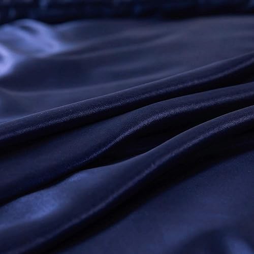 Miniatura 3 de Funda de edredón azul real, tamaño KingCal King, 1 funda de edredón de satén suave y sedosa con cierre de cremallera, calidad de hotel, sin arrugas,