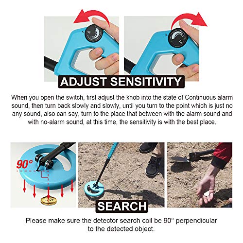 allsun Handheld Metal Gold Detector Finder 6 Inch Search Coil Beginner Beach Silver Detector Adjustable 40.16 Inch LCD Display Exploration Hiking
