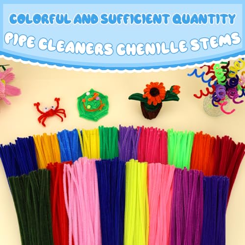 Image of Hssugi Pipe Cleaners, 100PCS Pipe Cleaners Craft Supplies Light Blue