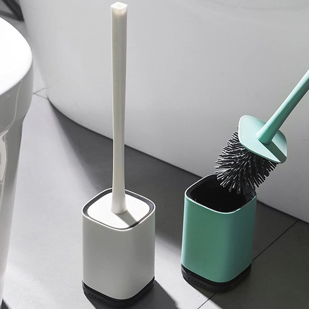 Toilet Brush Holder Long Handle Wall-Mounted Toilet Brush Holder with Base Toilet Brush Soft Hair Toilet Brush Household Bathroom Cleaning Toilet Brush Set Toilet Brush Holders(White)