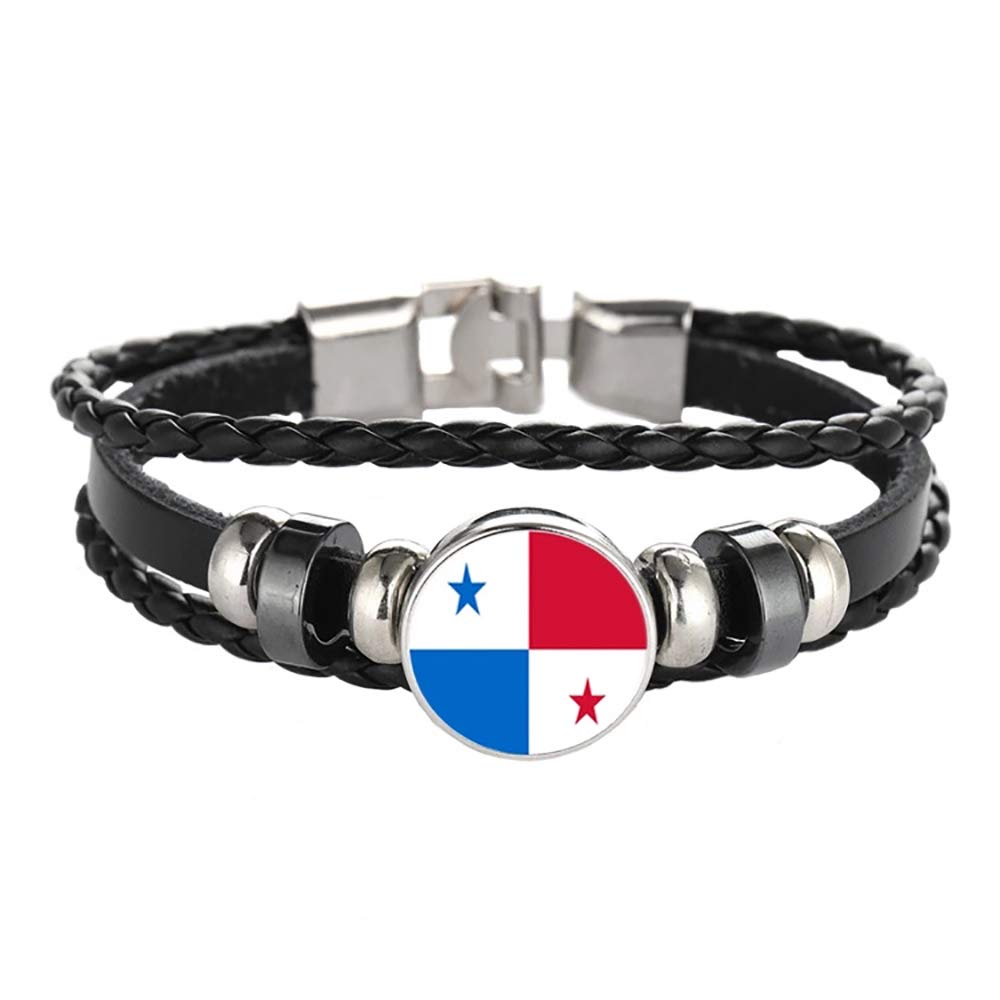 Haiti Bandiera Braccialetto Intrecciato Catena di Cuoio Braccialetto di Cristallo Souvenir, Braccialetto Fatto a Mano alla Moda per Uomo e Donna Regalo del Giorno Speciale