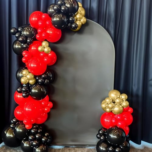 Red Black and Gold Balloons, 12 Inch Red Metallic Gold Black Confetti Balloons with Star Foil Balloon for New Years Party Casino Night Movie Night Birthday Baby Shower Decorations - Image 8