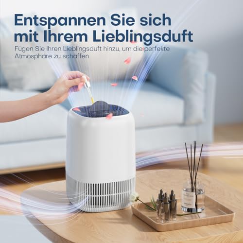Luftreiniger mit H13 HEPA 3-Stufen-Filter, Luftreiniger für Schlafzimmer, ab 5W, leise 22dB mit Aroma, reduziert Pollen, Rauch, Tierfell – Bild 5