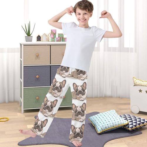 Boy's Pants Khaki Bulldog Jogger Pants Elastic Waist Long Bottoms Trousers with Pockets 6-14 Years4