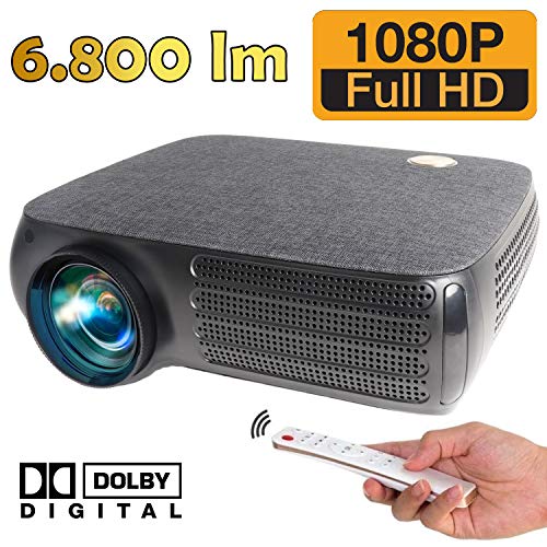 Proyector 4K Compatible, Seelumen FH810 Full HD 1080p Nativo 6.800 lúmenes , Dolby Digital AC3 Corrección Digital 4D, hasta 300" LED 90000 Horas Cine en casa Doble HDMI USB MKV Corrección Horizontal