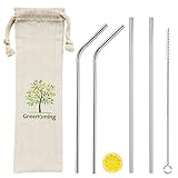 Travel Metal Drinking Straws - Reusable New Lifestyle Stainless Steel Straw kit of 4, 10.5 inch 2 Straight straw & 2 Bend straw with 1 straw brush, to go straw for camping, healthy life straw
