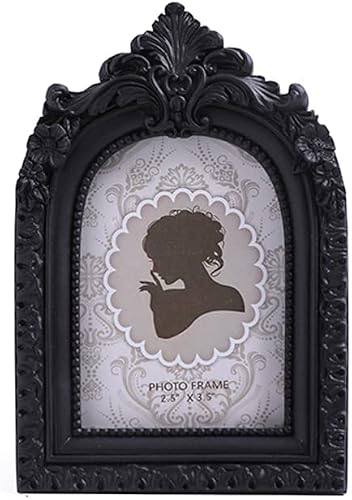 SIKOO Vintage Mini Picture Frame2.5 × 3.5 Ornate Picture Frame Table Top Wall Mount Small Picture Frame, Retro Decor, Black (2.5x3.5)