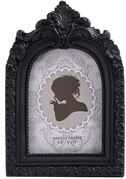SIKOO Vintage Mini Picture Frame 2.5 3.5 Ornate Black Small Picture Frame Tabletop Wall Mount Small Victorian Gothic Decor