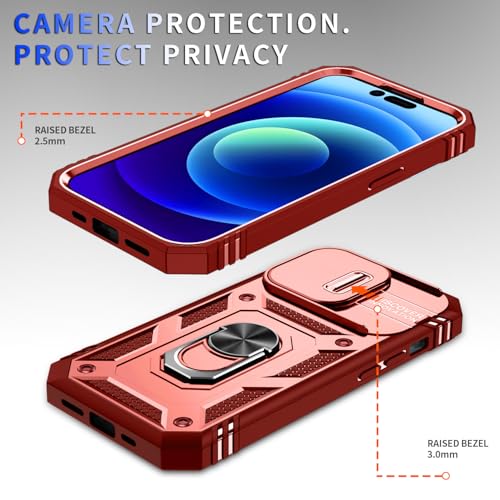 Coque iPhone 14 Pro antichoc avec protège-objectif coulissant rose - 4
