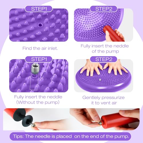 Image of Amylove 6 Pcs Wiggle Seat Inflated Wobble Cushion for Sensory Kid 13 Inch Balance Disc Kids Flexible Seating Exercise Sensory Pad Chair Cushion for Classroom Office School(Purple)
